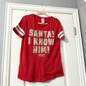 Victoria's Secret PINK Red Santa Tee